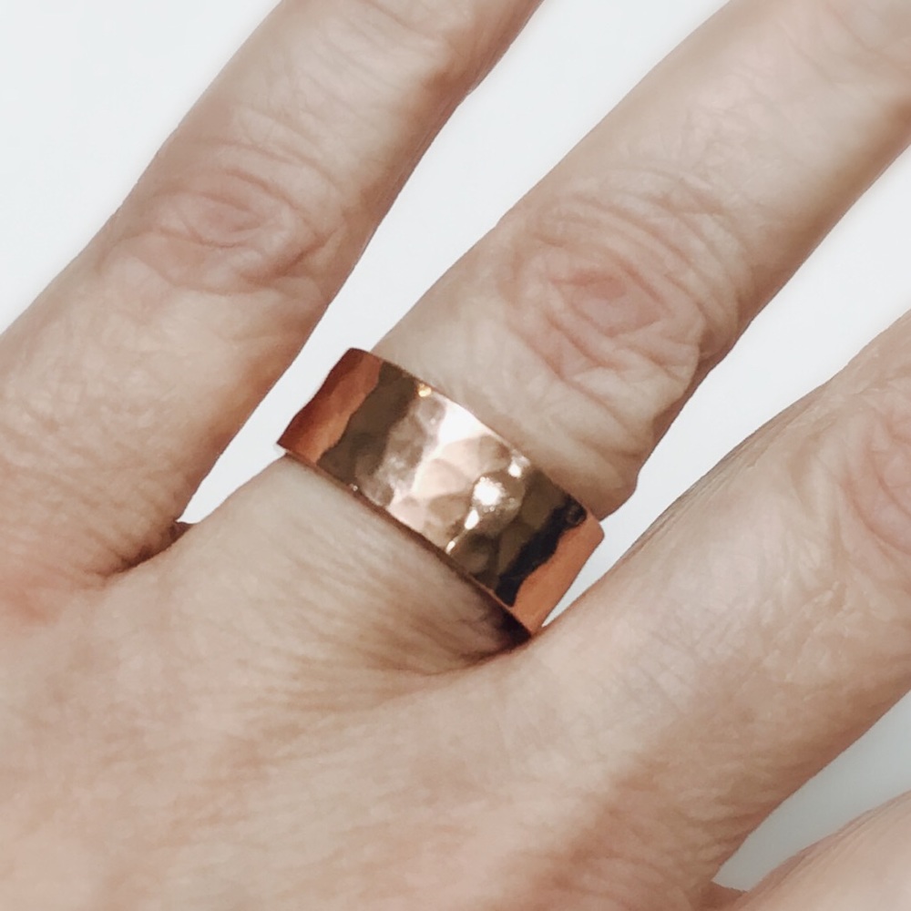 8mm Solid Copper Hammered Ring